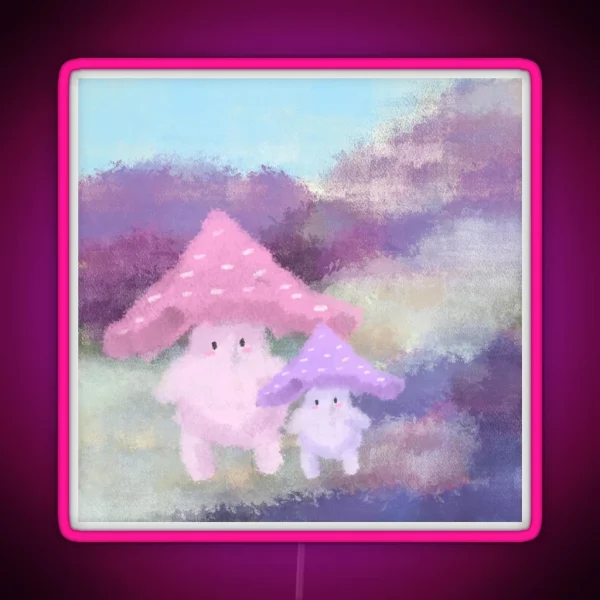Pink And Purple Mushrooms RGB Neon Sign