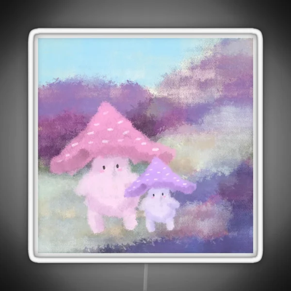Pink And Purple Mushrooms RGB Neon Sign