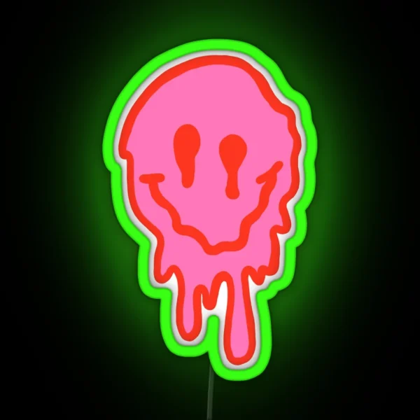 Pink And Red Drippy Smiley Face RGB Neon Sign