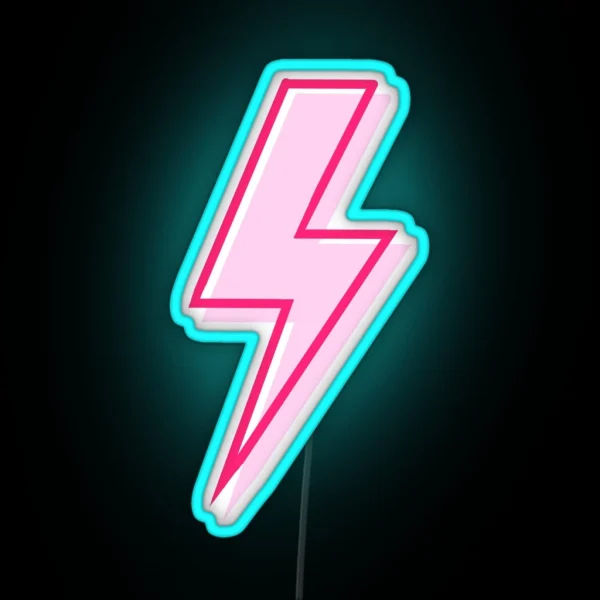 Pink And Red Lightning Bolt RGB Neon Sign