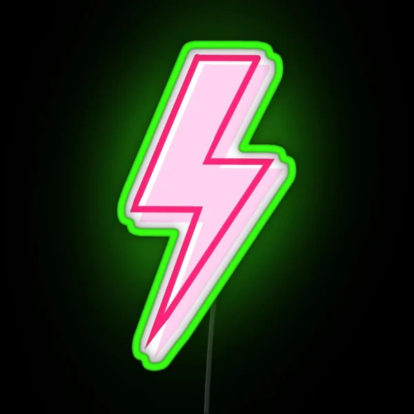 Pink And Red Lightning Bolt RGB Neon Sign