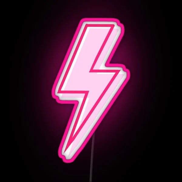 Pink And Red Lightning Bolt RGB Neon Sign