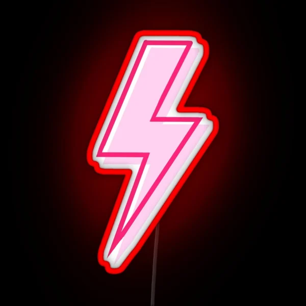 Pink And Red Lightning Bolt RGB Neon Sign
