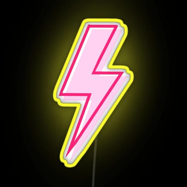 Pink And Red Lightning Bolt RGB Neon Sign