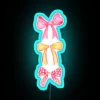 Vibrant pink and yellow preppy bows neon decorative wall sign