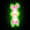 Bold Neon Sign Featuring Vibrant Pink and Yellow Preppy Bows
