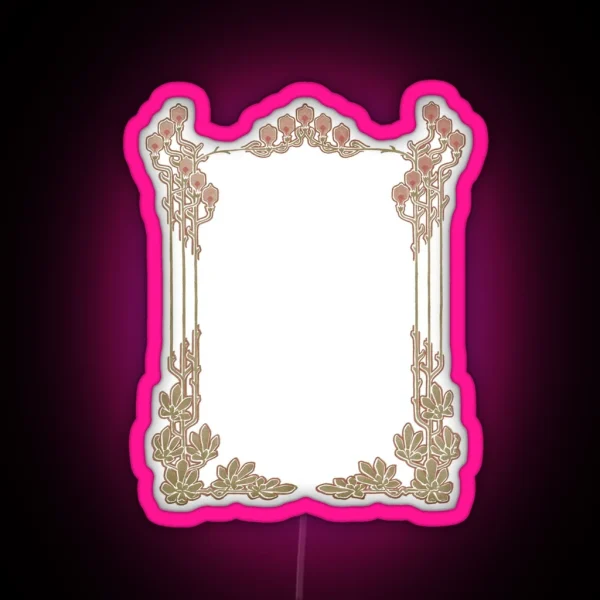 Pink Art Nouveau Frame RGB Neon Sign