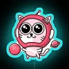 Galactic Pink Space Cat Wears Astronaut Helmet in Neon Sign Art