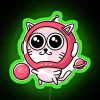 Galactic Pink Neon Space Cat Astronaut Helmet Wall Decor Accents