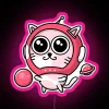 Galactic Whimsy Pink Astronaut Helmet Space Cat Neon Sign Artwork Display