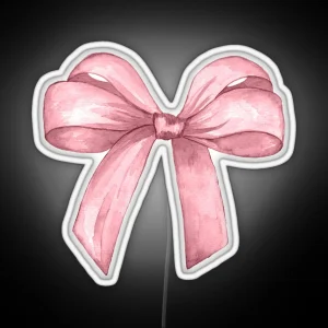 Pink Bow Ribbon Knot Coquette Watercolor Painted RGB Neon Sign