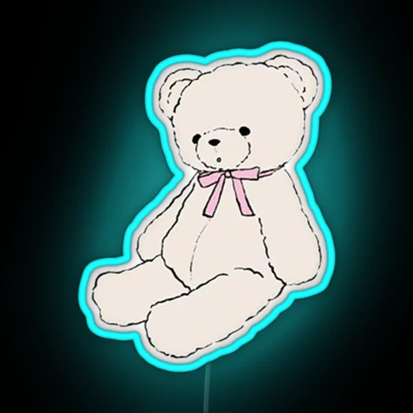 Pink Bow Teddy Bear RGB Neon Sign