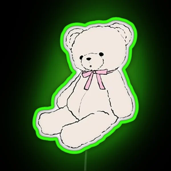 Pink Bow Teddy Bear RGB Neon Sign