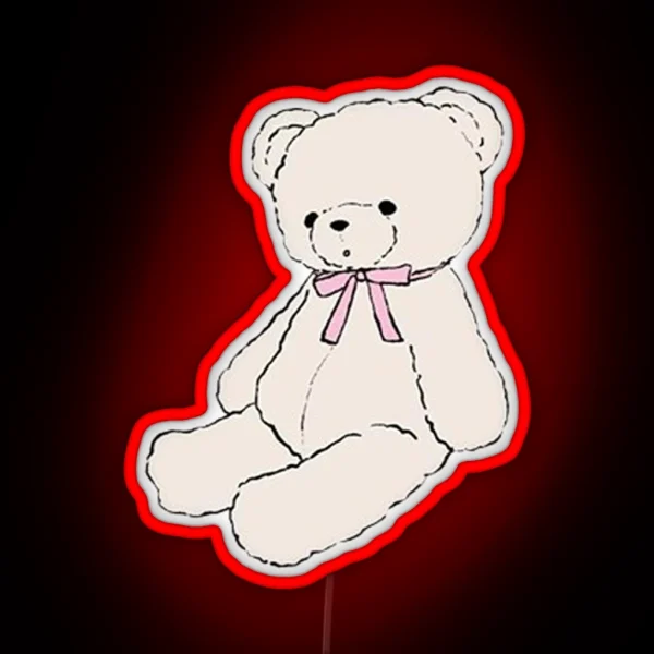 Pink Bow Teddy Bear RGB Neon Sign