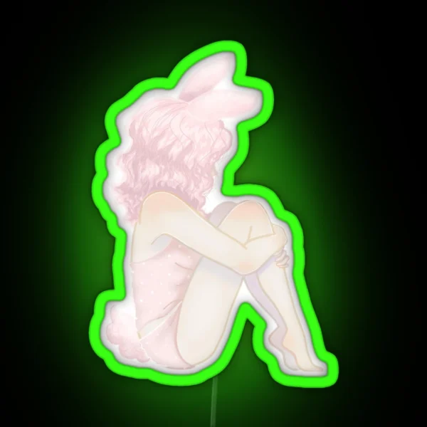 Pink Bunny Girl RGB Neon Sign