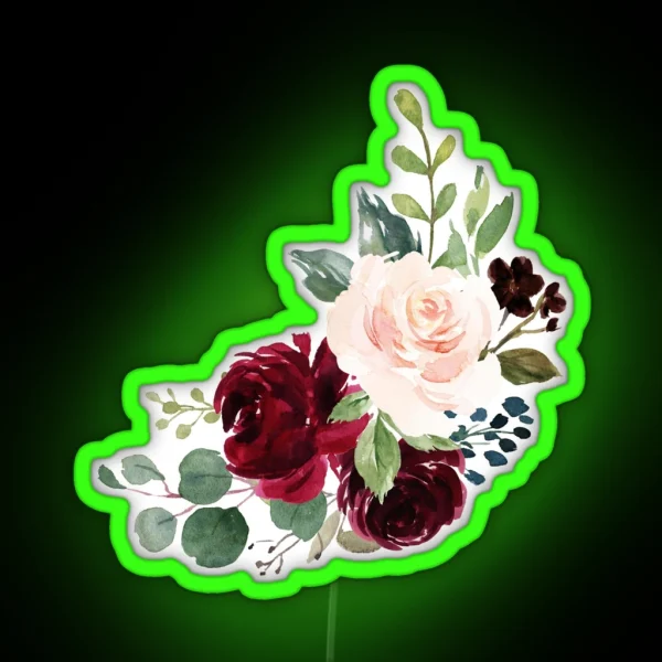 Pink Burgundy Floral Bouquet RGB Neon Sign