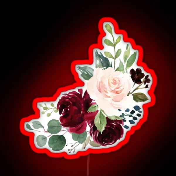 Pink Burgundy Floral Bouquet RGB Neon Sign