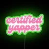 Pastel pink certified Yapper LED neon sign with RGB colors