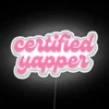Pink certified yapper RGB LED neon sign with vibrant colors