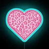 Vibrant pink cheetah print heart shaped rgb LED neon sign decoration