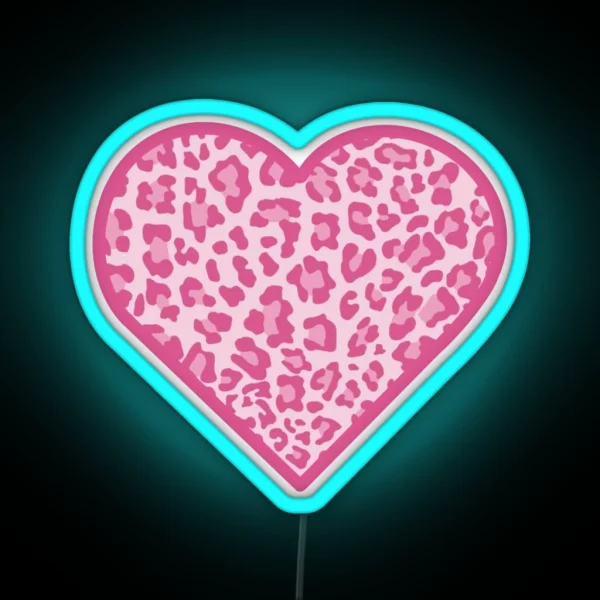 Pink Cheetah Print Heart 3 RGB Neon Sign