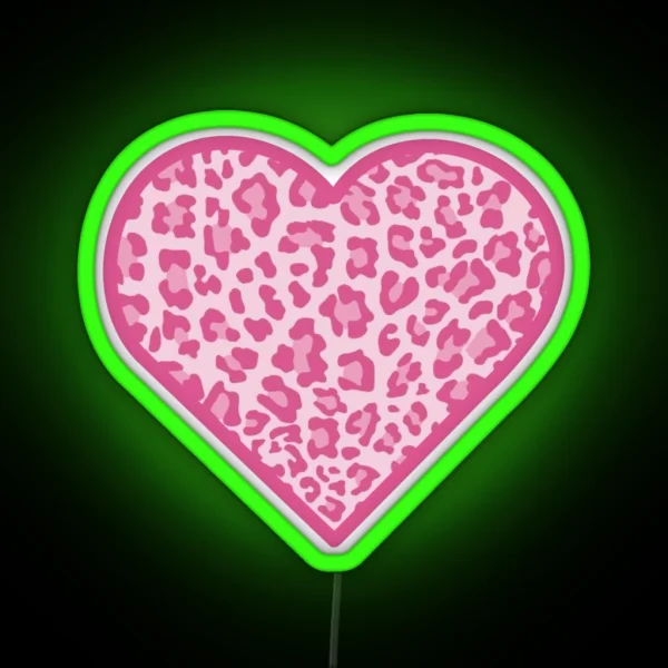 Pink Cheetah Print Heart 3 RGB Neon Sign
