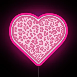 Pink Cheetah Print Heart 3 RGB Neon Sign