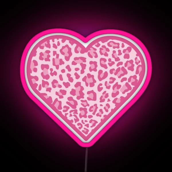 Pink Cheetah Print Heart 3 RGB Neon Sign