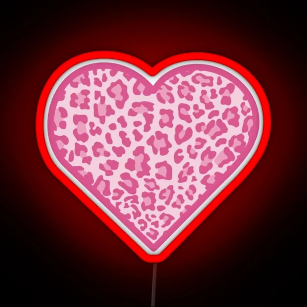 Pink Cheetah Print Heart 3 RGB Neon Sign