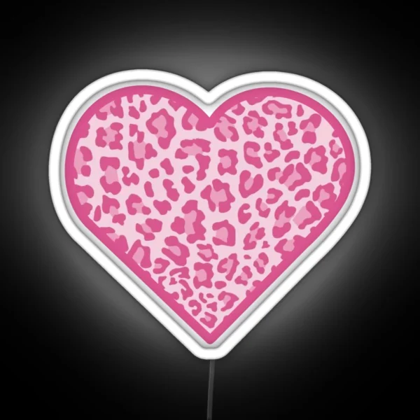 Pink Cheetah Print Heart 3 RGB Neon Sign