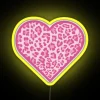 Whimsical pink cheetah print heart 3 color RGB neon sign