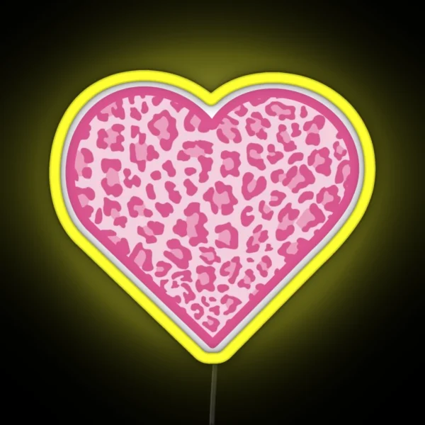 Pink Cheetah Print Heart 3 RGB Neon Sign