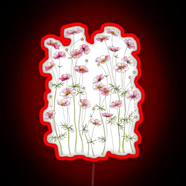 Pink Cosmos Flowers RGB Neon Sign