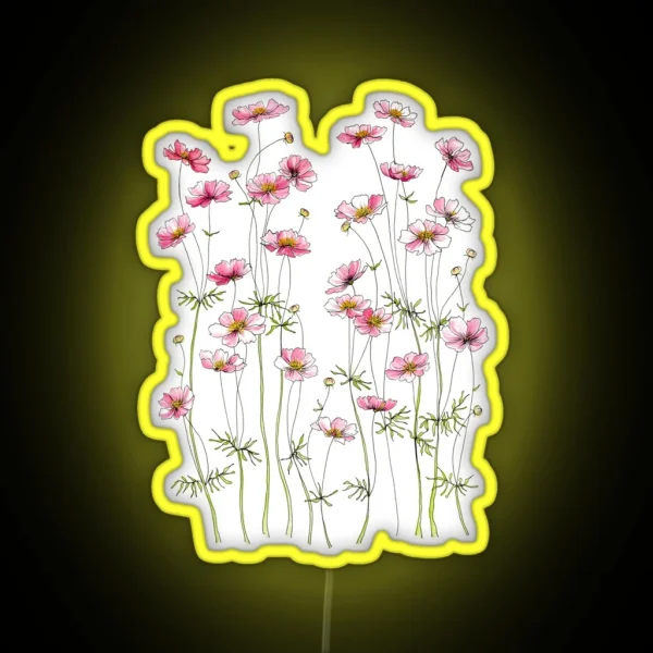 Pink Cosmos Flowers RGB Neon Sign