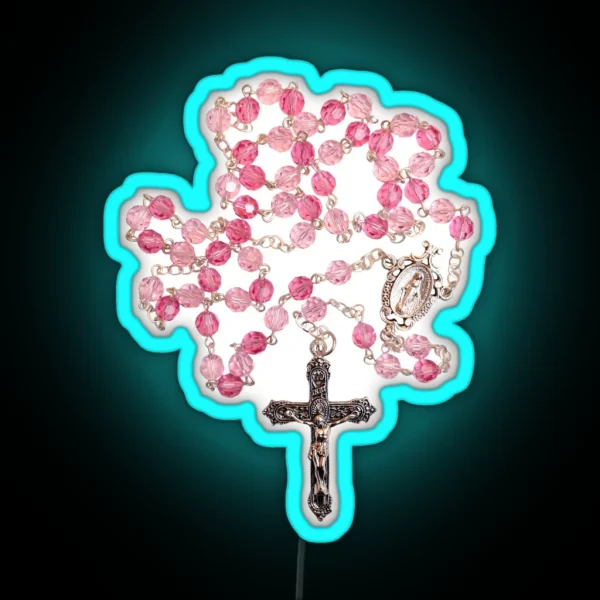 Pink Crystal Rosary RGB Neon Sign