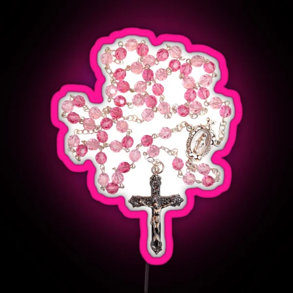 Pink Crystal Rosary RGB Neon Sign