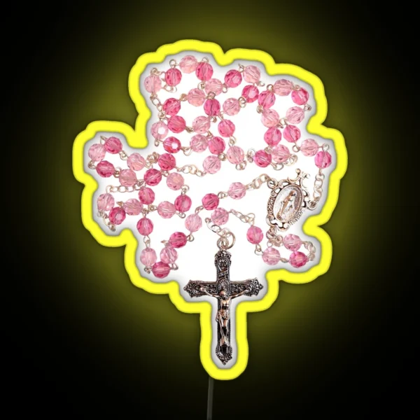 Pink Crystal Rosary RGB Neon Sign