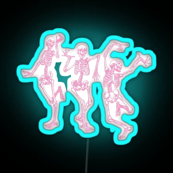 Pink Dancing Skeletons RGB Neon Sign