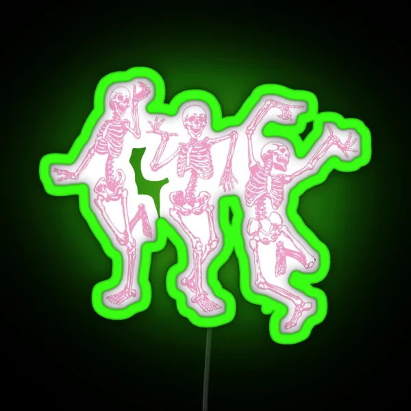 Pink Dancing Skeletons RGB Neon Sign