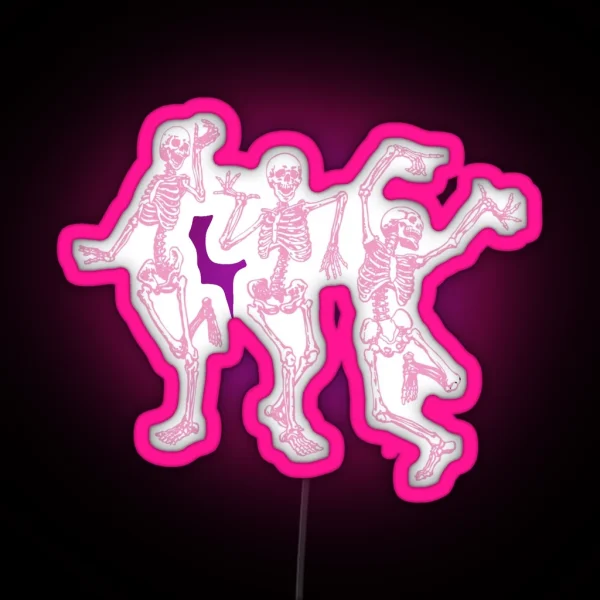 Pink Dancing Skeletons RGB Neon Sign