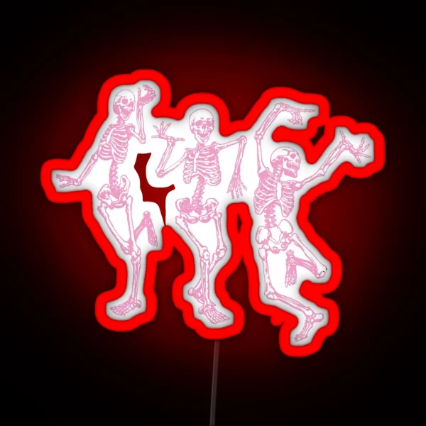 Pink Dancing Skeletons RGB Neon Sign