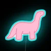 Vibrant pink dinosaur RGB neon decoration for bedroom or nursery