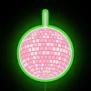Pink disco ball neon sign with colorful RGB LED lighting