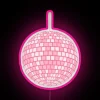 Shimmering pink disco ball with colorful RGB LED lights