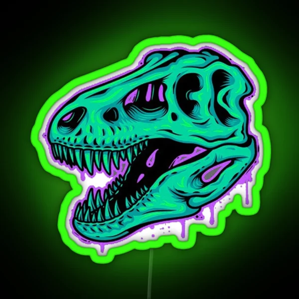 Pink Drippy T Rex Skull Cool Led RGB Neon Sign