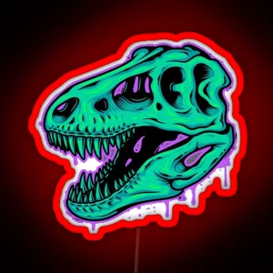 Pink Drippy T Rex Skull Cool Led RGB Neon Sign