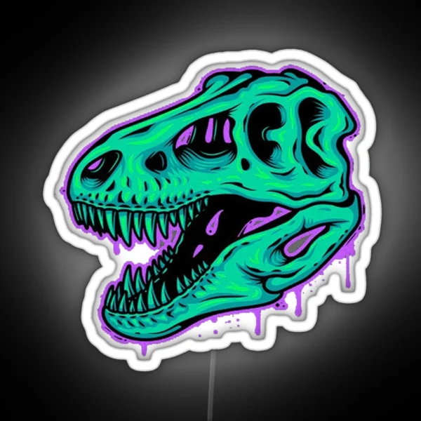 Pink Drippy T Rex Skull Cool Led RGB Neon Sign