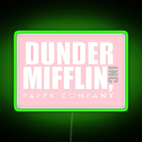 Pink Dunder Mifflin Logo RGB Neon Sign