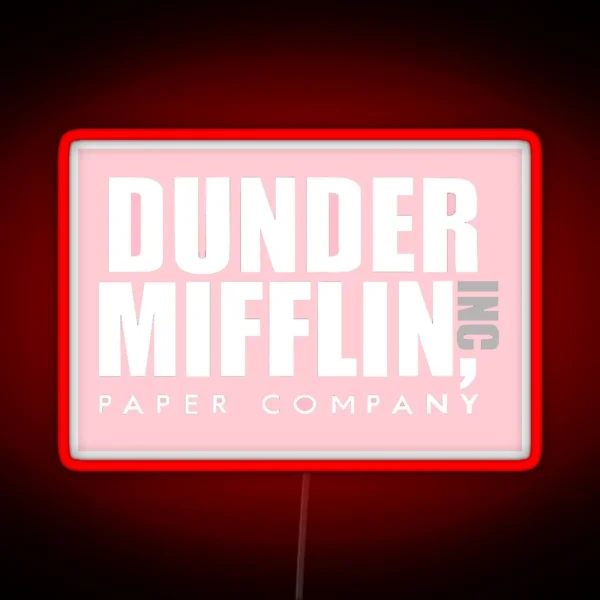 Pink Dunder Mifflin Logo RGB Neon Sign