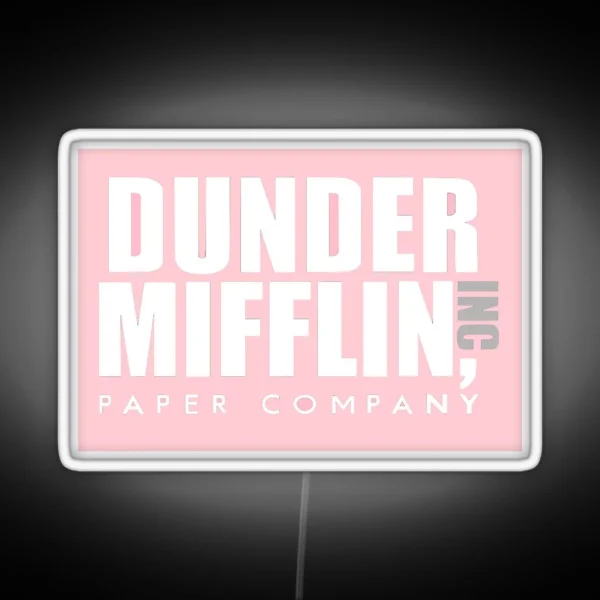 Pink Dunder Mifflin Logo RGB Neon Sign